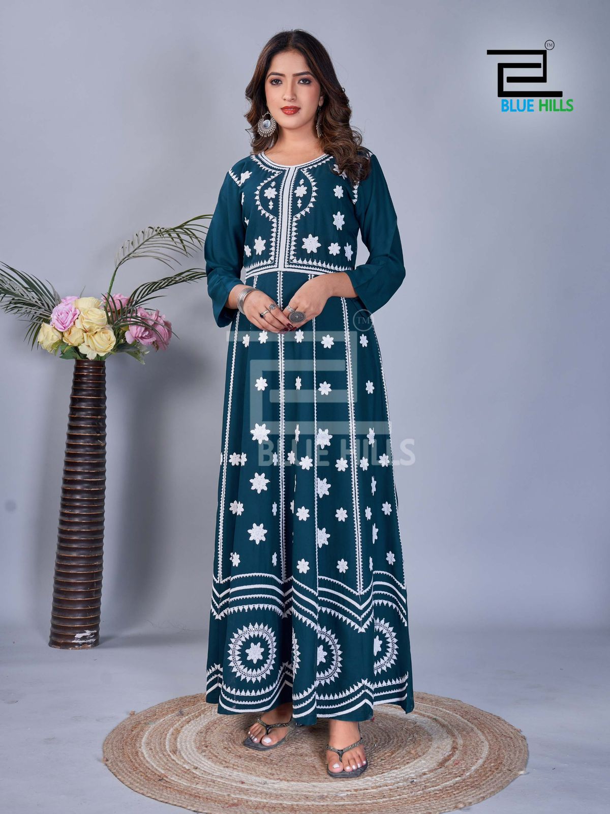 Rashmika By Blue Hills Sequence Work Rayon Long Anarkali Kurtis Wholesale Price In Surat